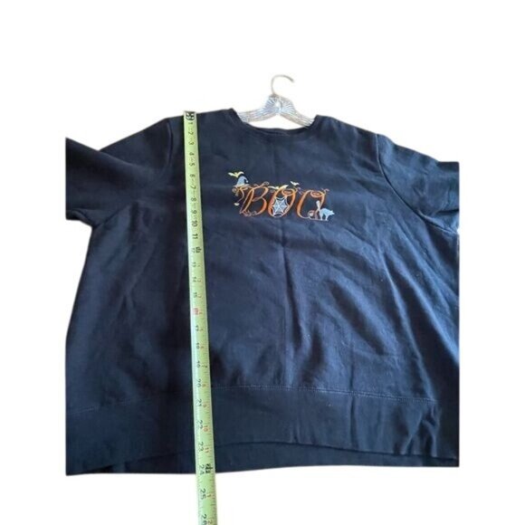 Halloween "Boo" Graphic Black Sweatshirt 1X Cotton Blend Casual Fall Fashion - Picture 5 of 7